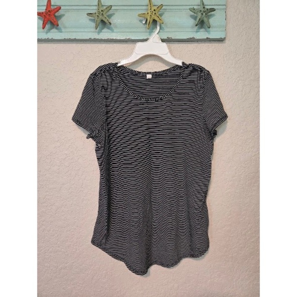 Lululemon Black & White Striped Short Sleeve Tee